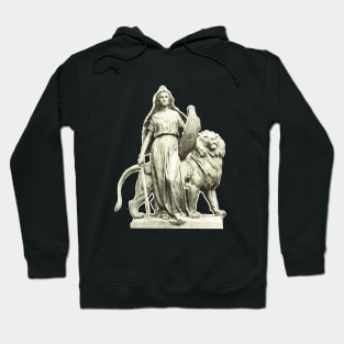 The Law in its feminine form and with the necessary strength and weapons like a lion that commands respect. Vintage photo Hoodie